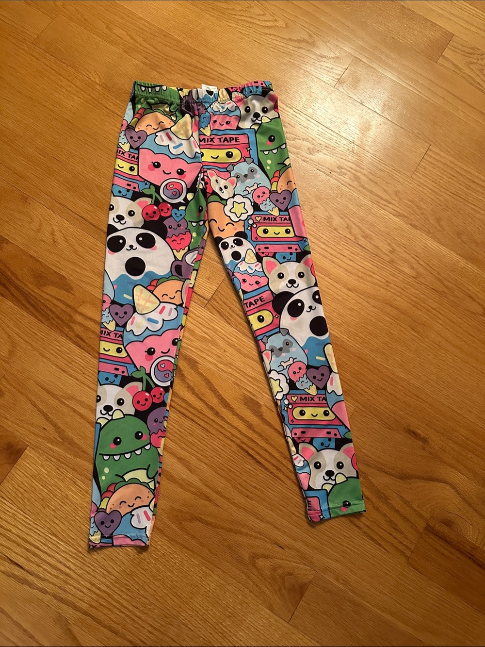 Girls Multicolor Cartoon Print Leggings